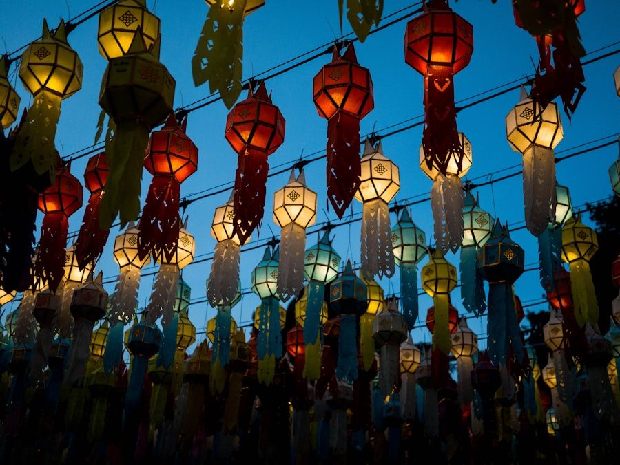 Thai lanterns festival at dusk