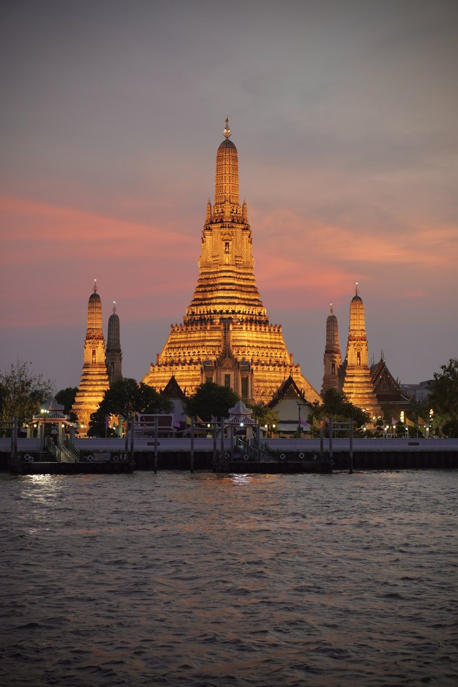 Wat Arun temple at sunset in Bangkok, Thailand